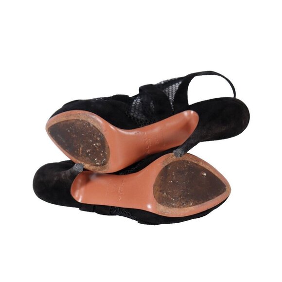 ALAÏA Women 8.5 US Black Crisscross Mesh Fishnet Sandals Platform Stiletto Pumps - Picture 10 of 11